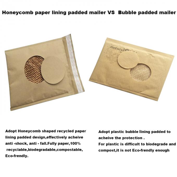 十分にペーパー注文のロゴの郵送物袋の出荷のためのブラウンのパッドを入れられた封筒を並べる細胞定形クラフト紙