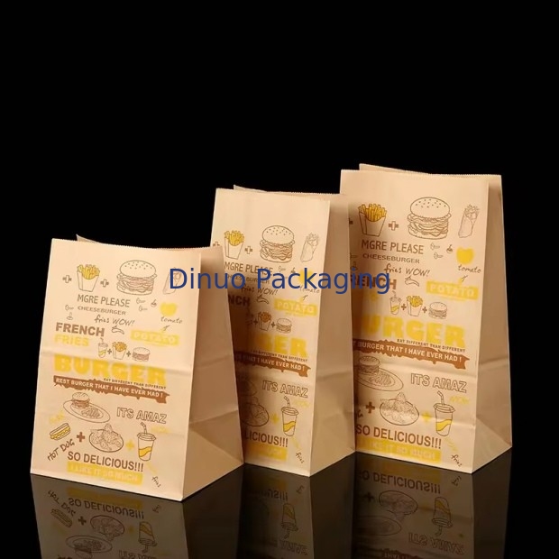 オーダーメイドサイズ 単品ブラウンクラフト紙袋 パン,サンドイッチ フラットボトム 食品 紙袋
