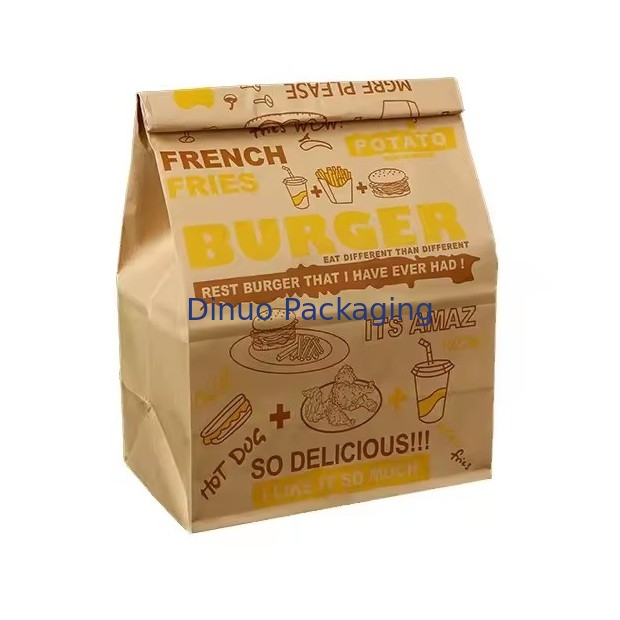 オーダーメイドサイズ 単品ブラウンクラフト紙袋 パン,サンドイッチ フラットボトム 食品 紙袋