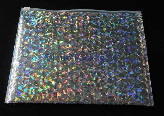 Reclosable 250x180mm光沢があるレーザー光線写真スライダーのジッパーのプラスチック・バッグ、パッキングのための泡