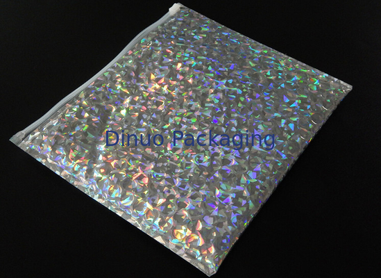 220x160mmのジッパーの化粧品の泡瞬間袋が付いている光沢があるレーザー光線写真泡封筒の郵便利用者